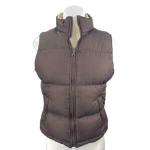 Big Chill Womens Brown Cream Reversible Zip Up Puffer Quilted Vest Jacket Size 8